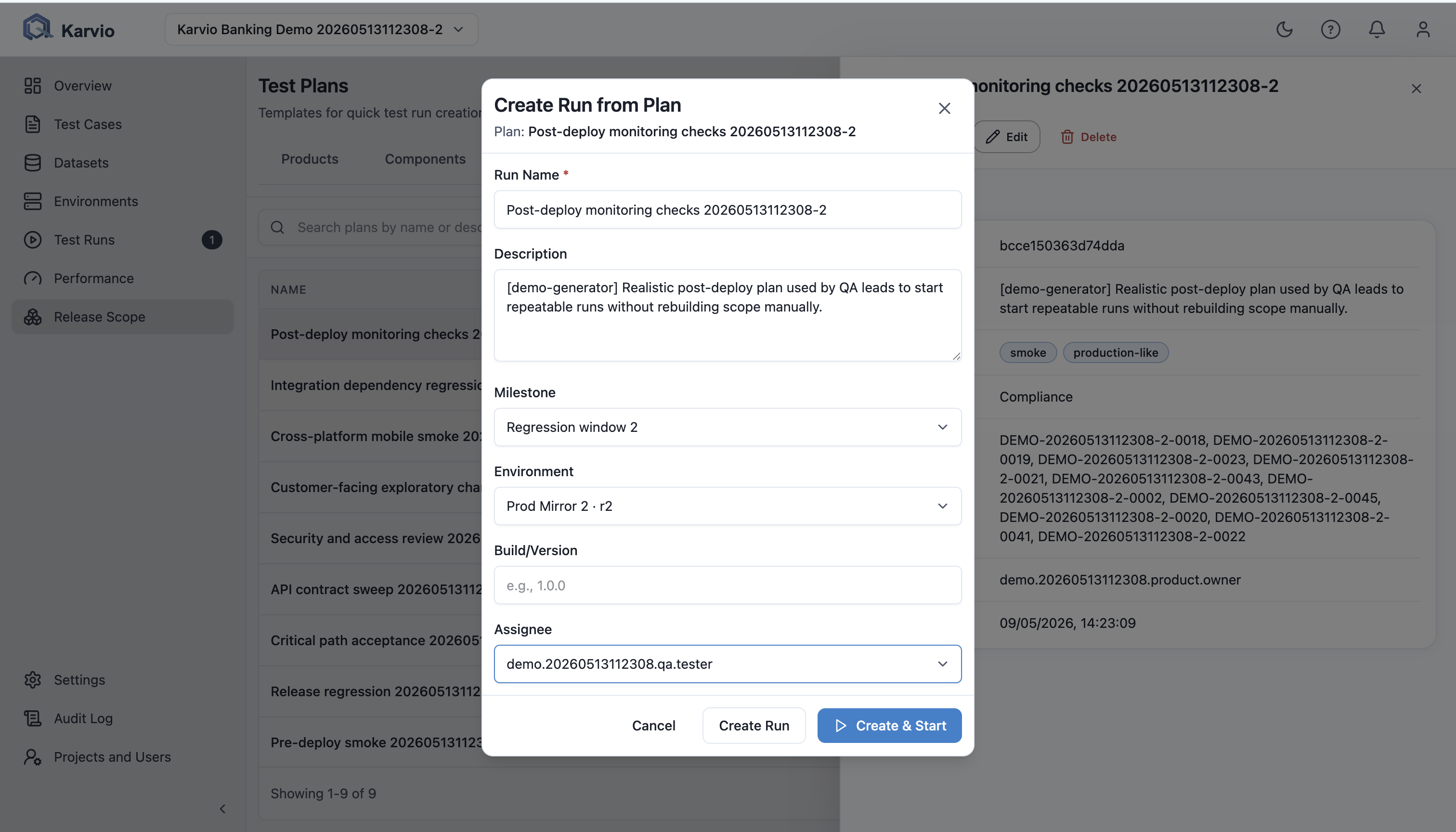 Create run from plan