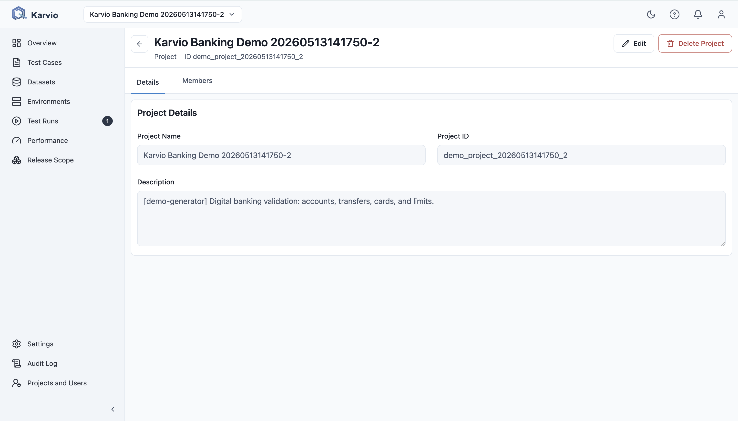 Project settings
