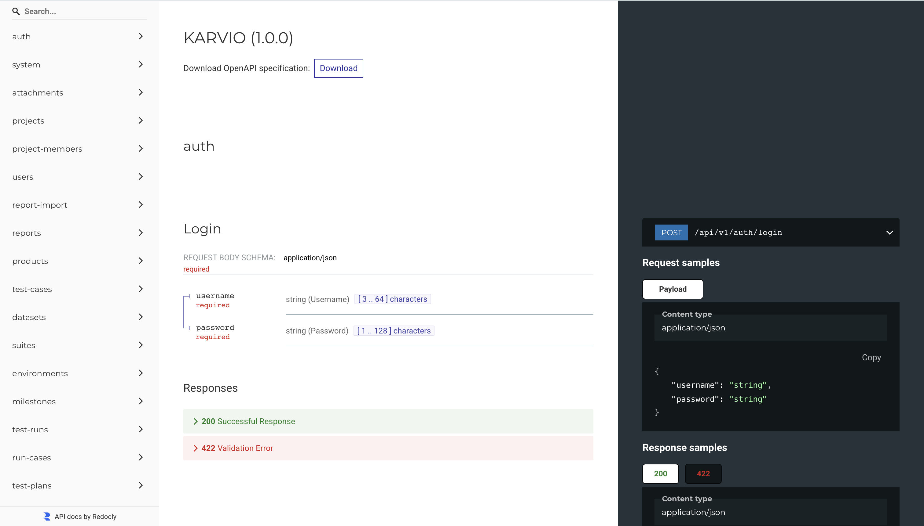ReDoc API reference